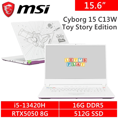 微星 Cyborg 15 Toy Story Edition C13WE-423TW 15.6吋 白 玩具總動員特仕版聯名(i5-13420H/16G DDR5/512G PCIE/RTX5050 8G/W11)