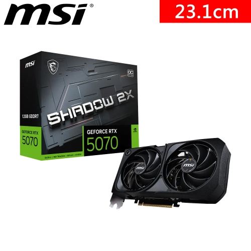 搭機優惠!!!微星 RTX5070 12G SHADOW 2X OC(2557MHz/24cm/雙風扇/註四年)