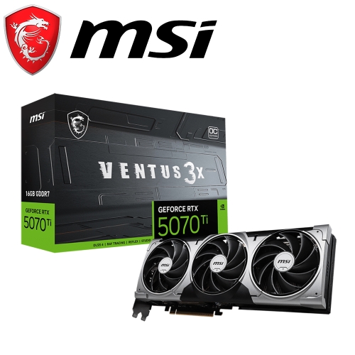 微星 RTX5070TI 16G VENTUS 3X OC(2497Mhz/1H3DP/三風扇/30.3cm)